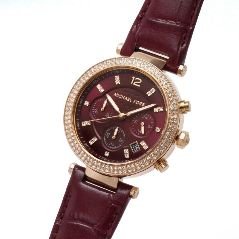Michael Kors Parker Chronograph Quartz Crystal Red Dial Ladies Watch MK6986 - Watch