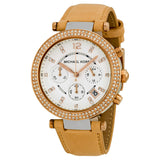 Michael Kors Parker Chronograph Tan Leather Ladies Watch MK5633 - BigDaddy Watches