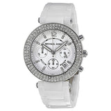 Michael Kors Parker Chronograph White Ceramic Ladies Watch MK5654 - BigDaddy Watches