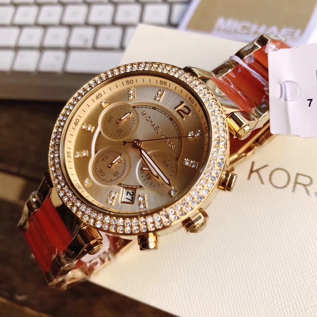 Michael Kors Parker Multi-Function Champagne Dial Ladies Watch MK6139 - The Watches Men & CO #5