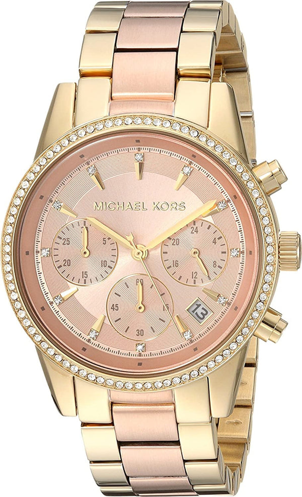 Michael Kors Ritz Chronograph Rose Dial Ladies Watch MK6475 - Watch