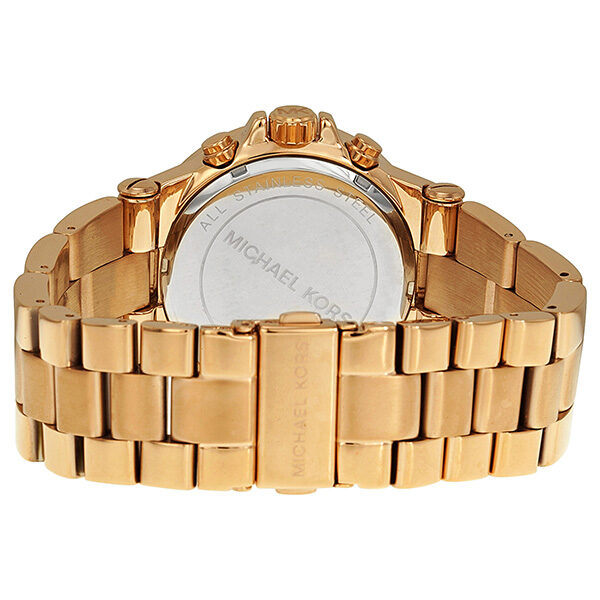 Michael Kors Rose Gold-tone Baguette Bezel Chronograph Ladies Watch MK5412 - The Watches Men & CO #3