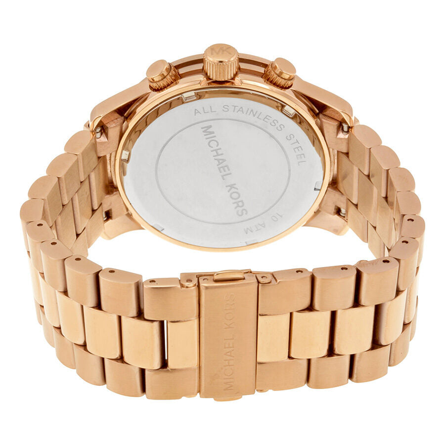 Rose gold-tone stainless steel caseback engraved with Michael Kors branding