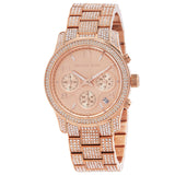 Michael Kors Runway Chronograph Quartz Crystal Rose Gold Dial Ladies Watch MK7481 - The Watches Men & Co