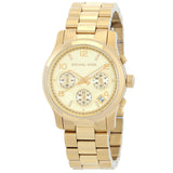 Michael Kors Runway Chronograph Quartz Gold Dial Ladies Watch MK7323 - The Watches Men & Co