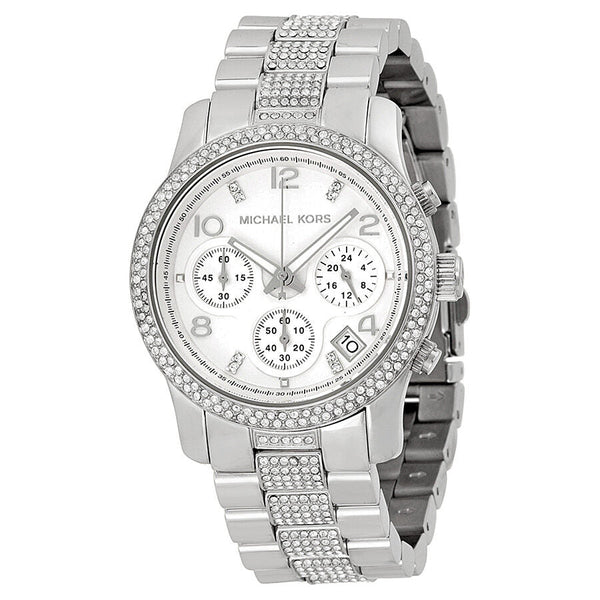 Michael Kors Runway Glitz Stainless Steel Chronograph Ladies Watch MK5825 - The Watches Men & CO