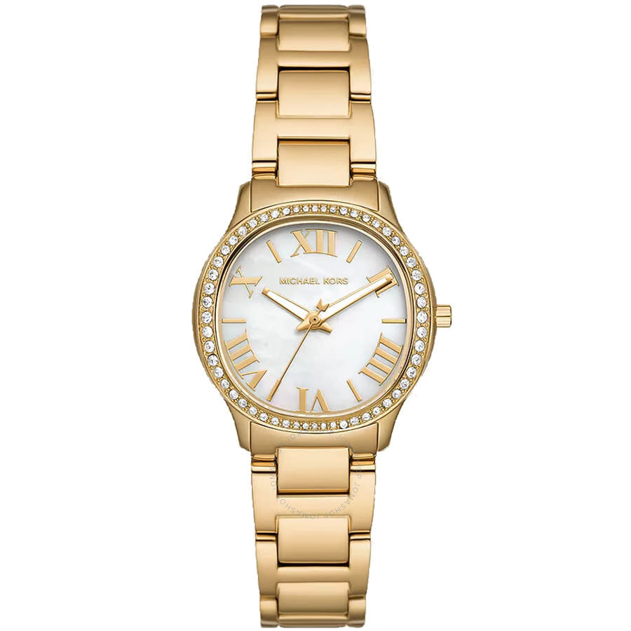 Michael Kors Sage gold-tone watch with mother of pearl dial and crystal-set bezel
