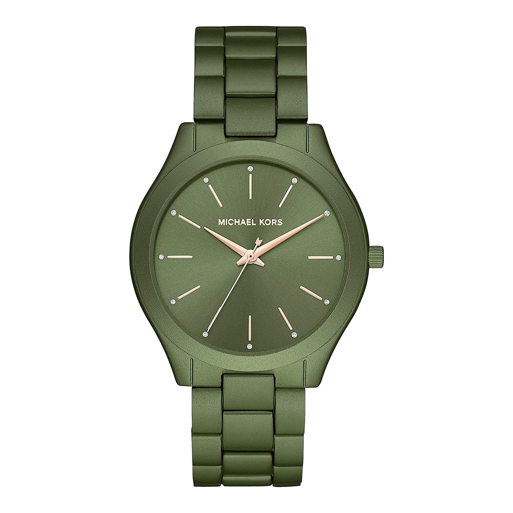 Michael Kors Slim Runway green women's watch MK4526 with matching green bracelet strap