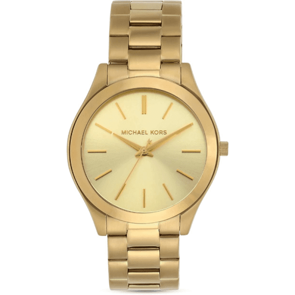 Michael Kors Slim Runway MK8671 gold-tone men's watch with champagne dial and gold bracelet
