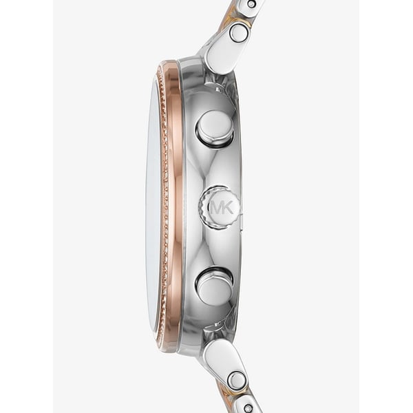 Side profile of Michael Kors Sofie MK6688 showing chronograph pushers and case depth