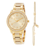 Michael Kors Tibby Quartz Crystal Gold Dial Ladies Watch and Bracelet Gift Set - The Watches Men & Co