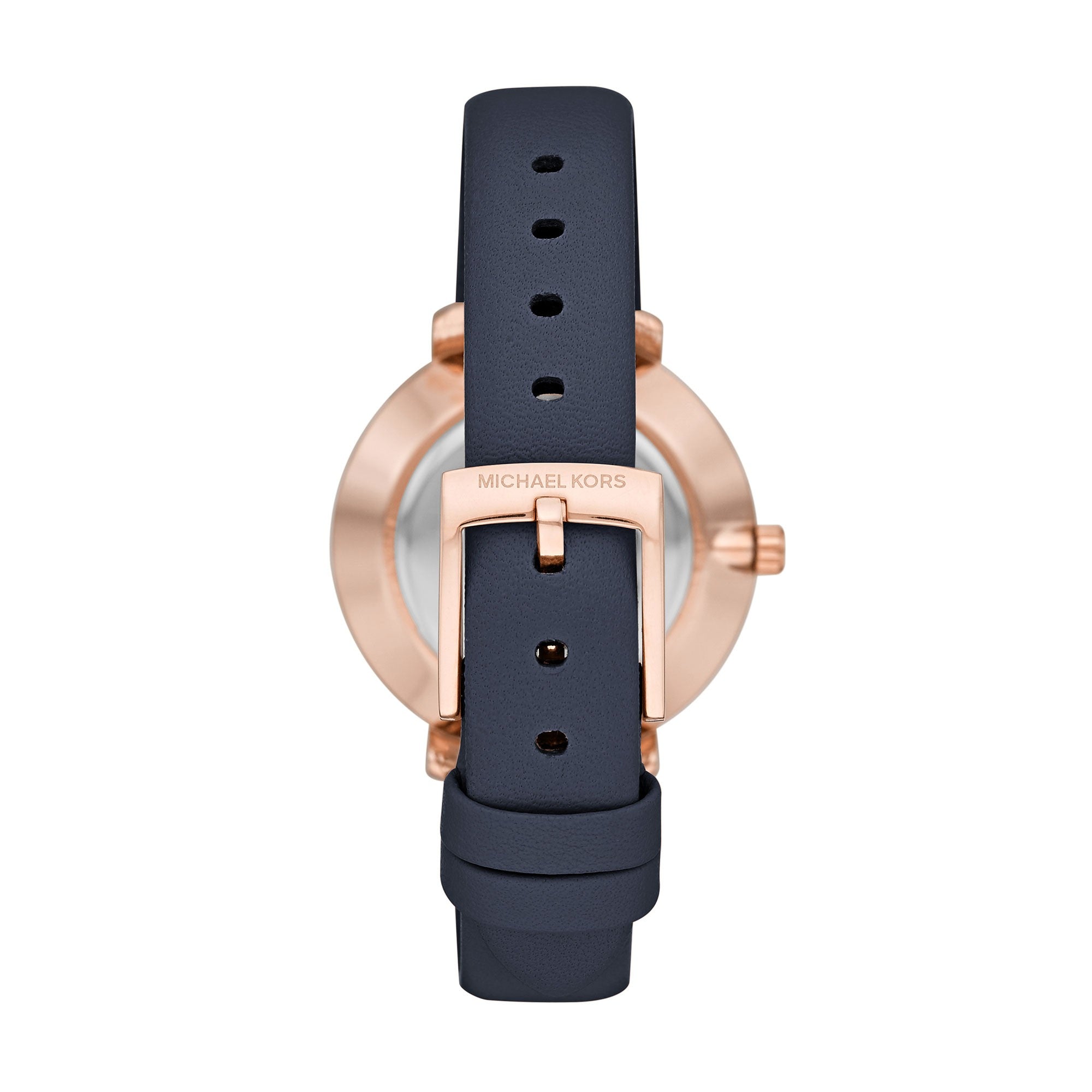 Michael Kors Pyper Three-Hand Rose Gold-Tone and Blue Leather Women's Watch - MK2804