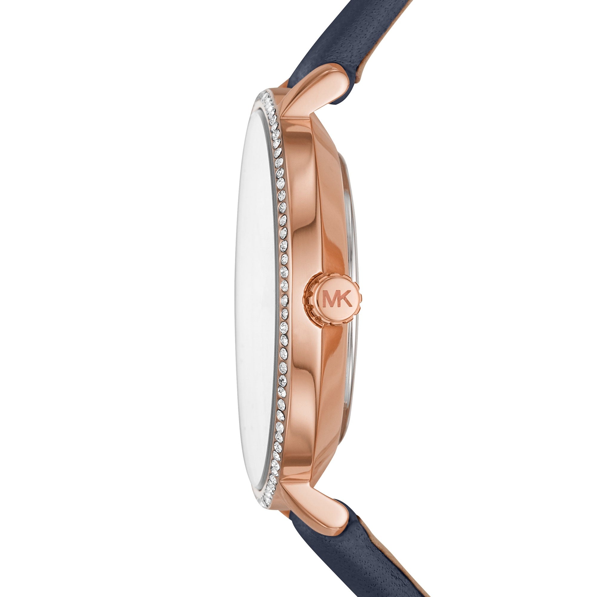 Michael Kors Pyper Three-Hand Rose Gold-Tone and Blue Leather Women's Watch - MK2804
