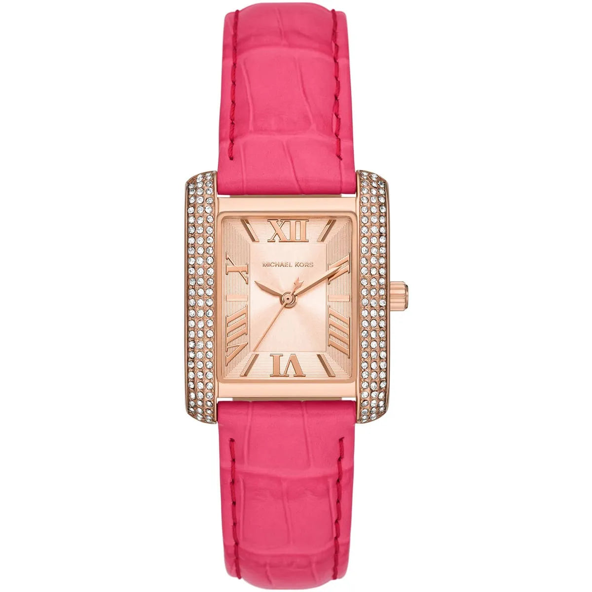 Michael Kors Emery Pavé Geranium Pink Leather Strap Women's Watch - MK2984