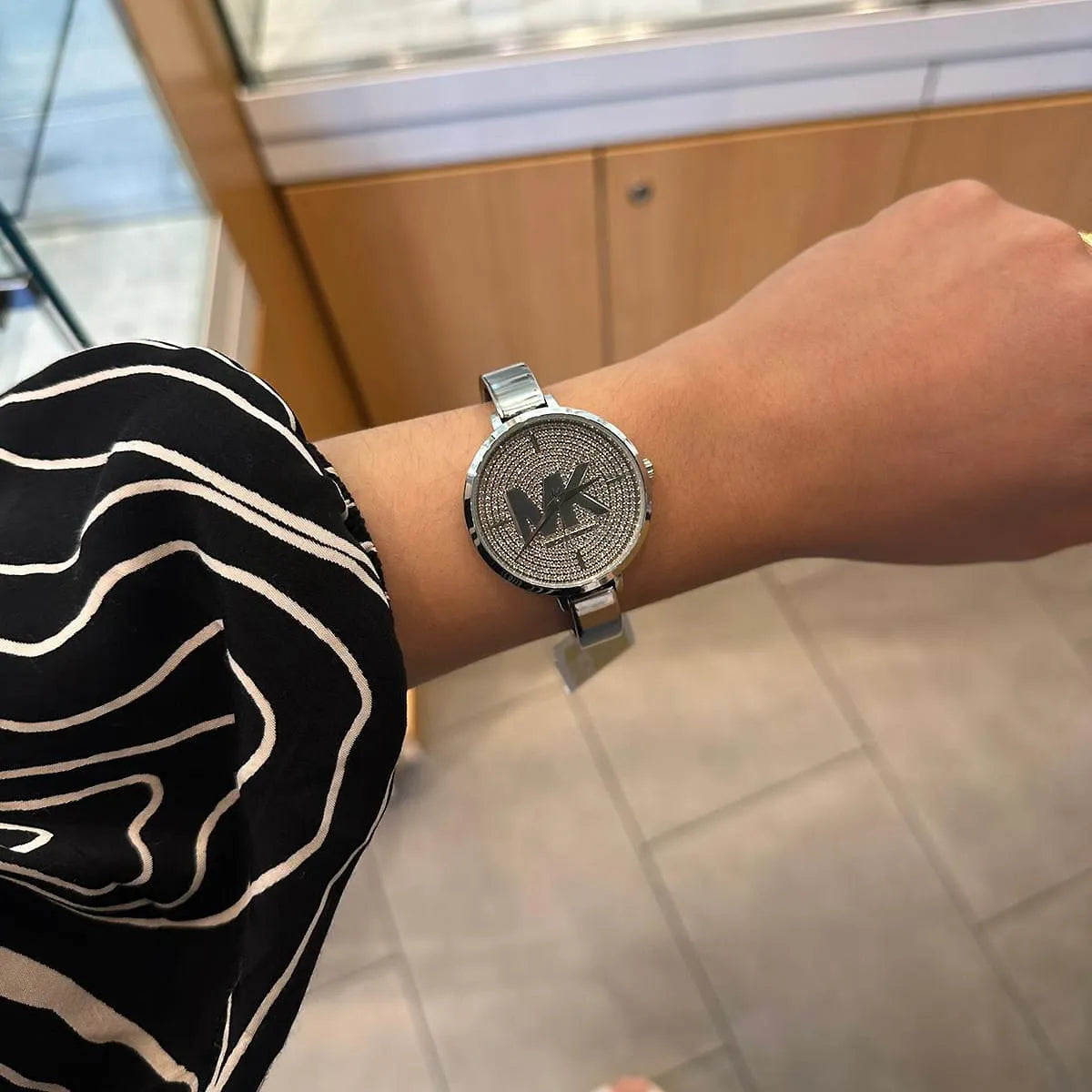 Michael Kors Charley Pavé Dial Silver Bangle Strap Women's Watch - MK4432