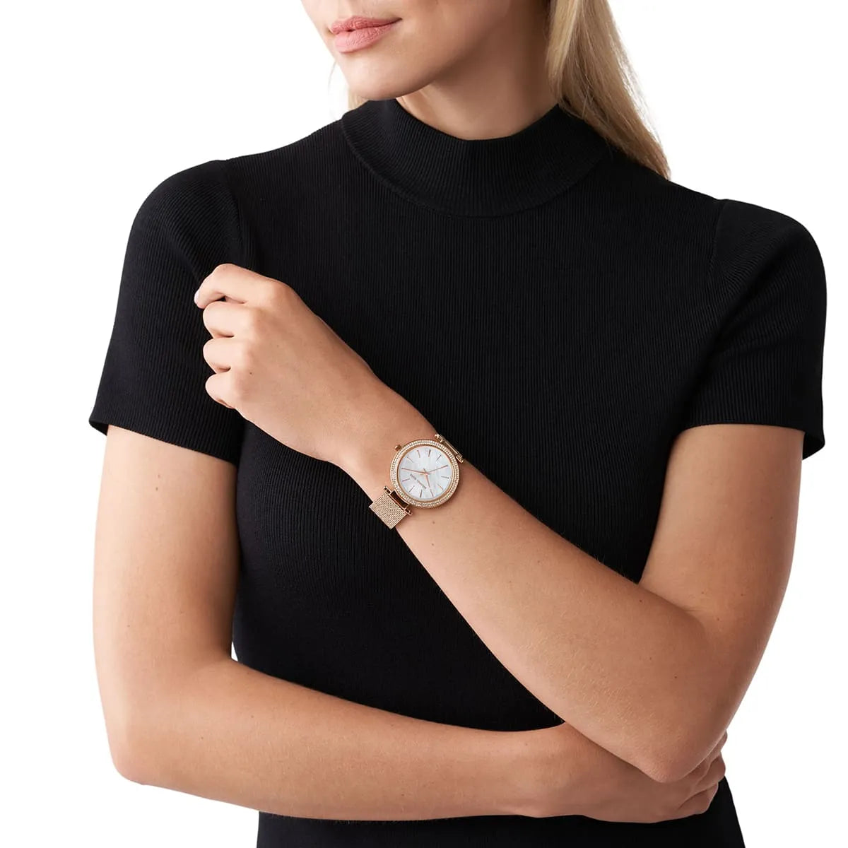 Michael Kors Darci White MOP Dial Rose-gold Mesh Women's Watch - MK4519