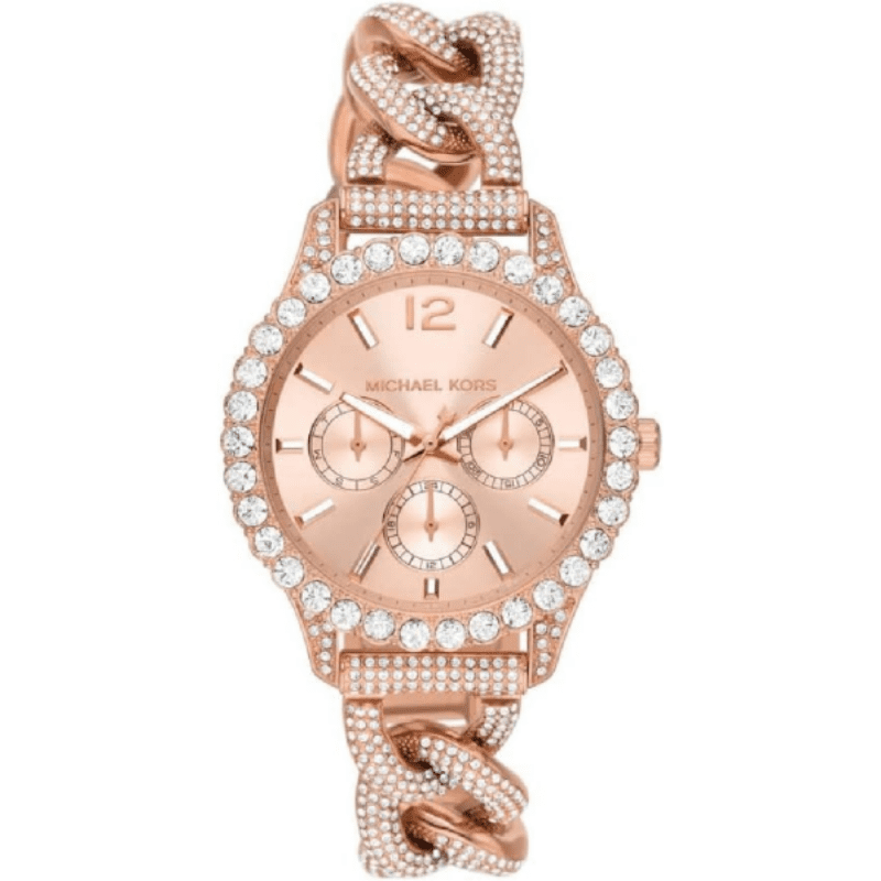 Michael Kors Pyper Gen 4654 rose gold watch with crystal-embellished bezel and dial
