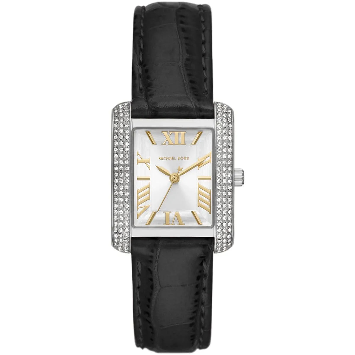 Michael Kors Emery Emery Pavé Silver-Tone and Black Leather - MK4696