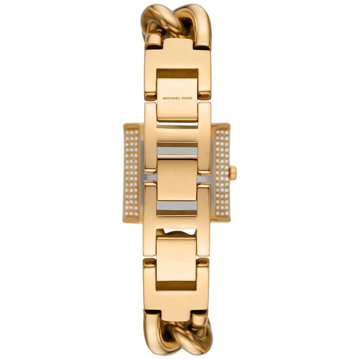 Michael Kors Chain Lock Quartz Crystal Gold Dial Women's Watch - MK4711
