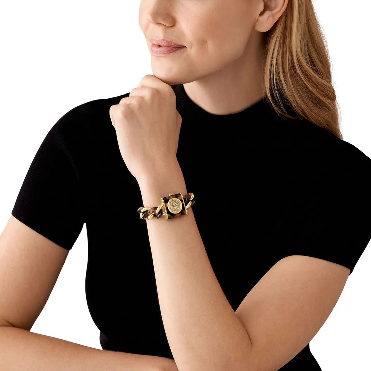 Michael Kors MK4808 Chain Lock watch worn on wrist