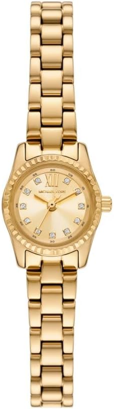 Mini Lexington Pavé gold-tone women's watch with champagne dial and crystal-accented bezel