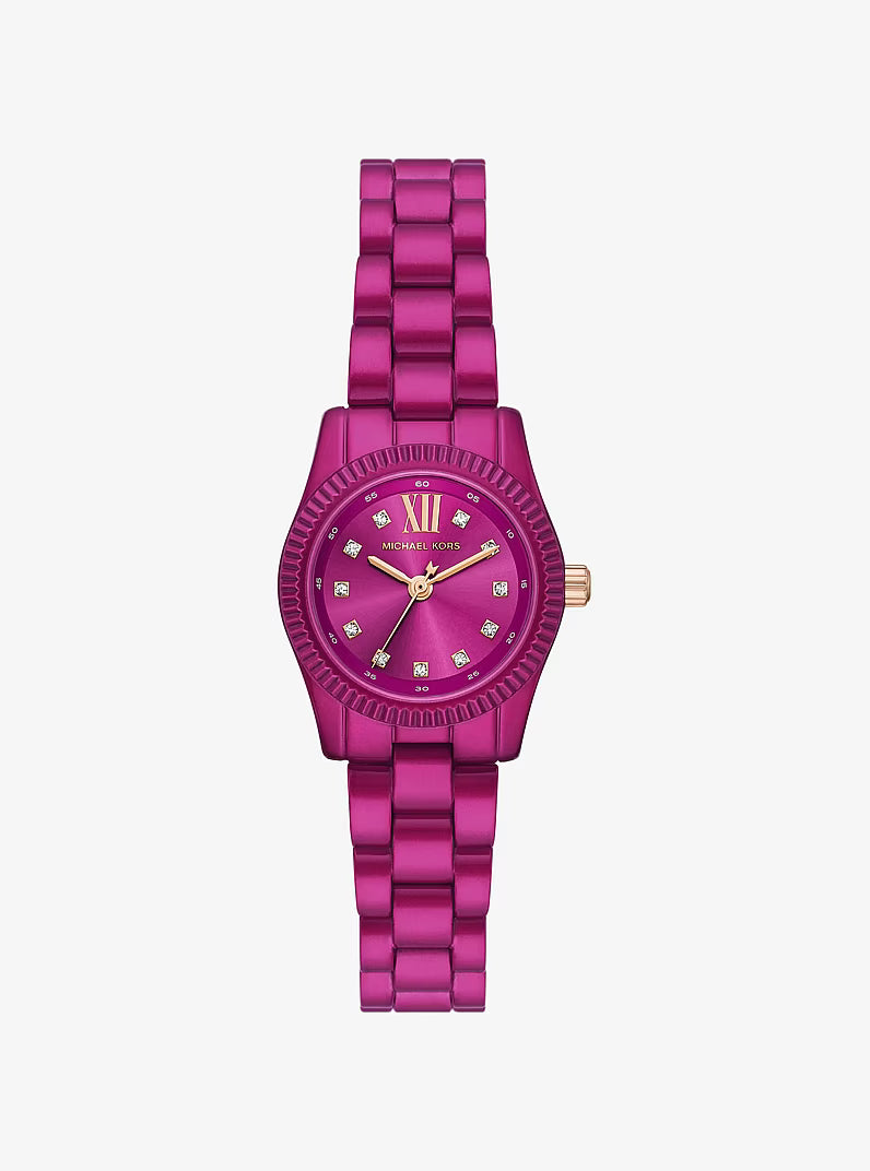 Michael Kors Lexington pink stainless steel women's watch with Roman numeral dial and pink bracelet
