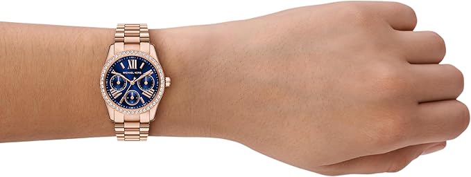 Michael Kors MK4926 chronograph watch worn on wrist with rose gold bracelet