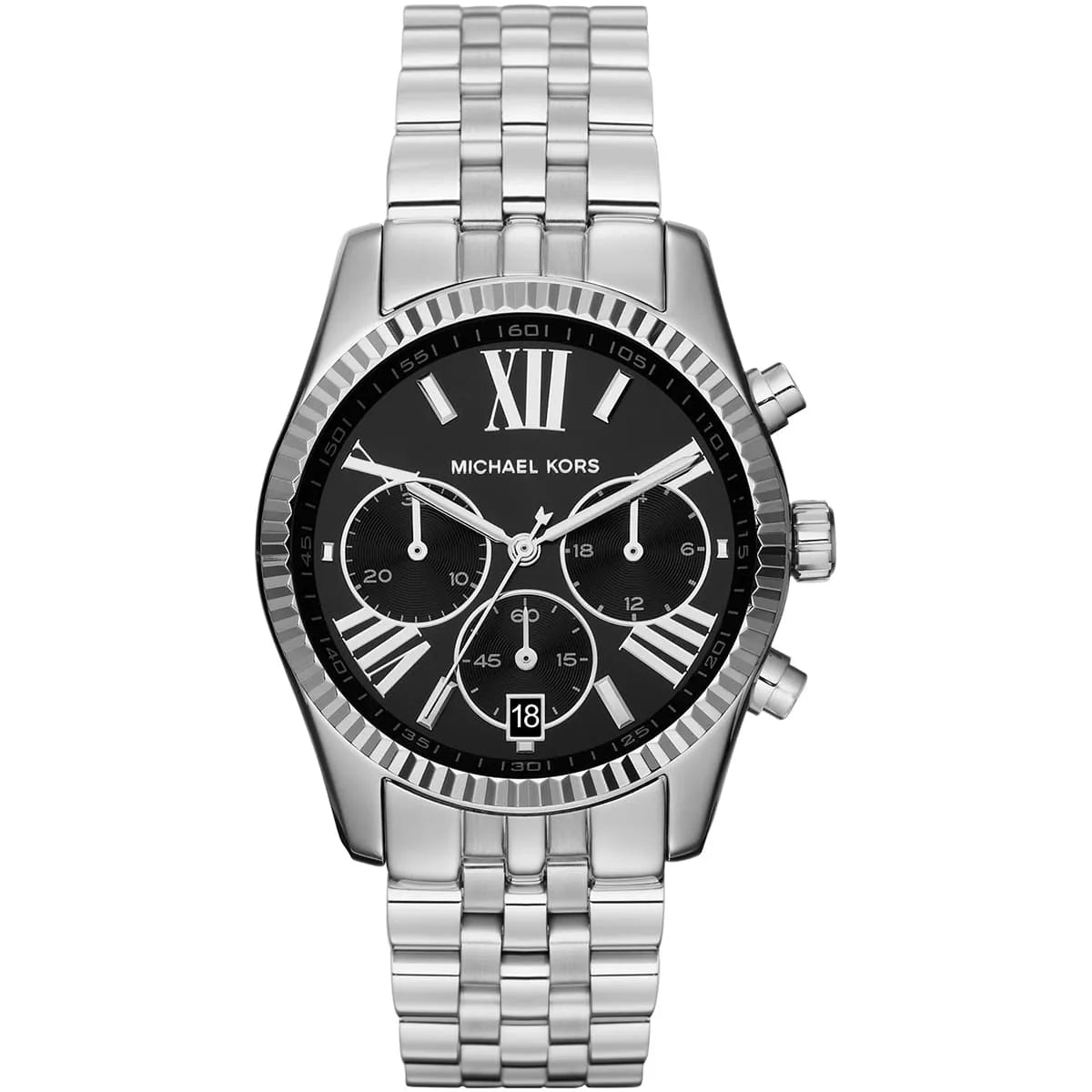 Michael Kors Chronograph Black Dial Silver Unisex Watch MK5708