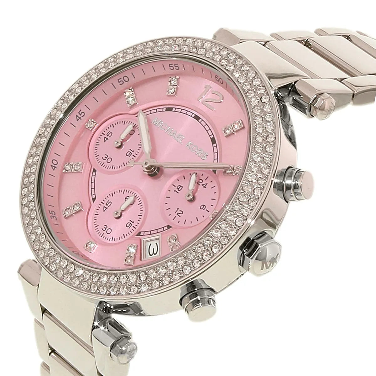 Michael Kors Parker Pink Dial Silver-Tone Women's Watch - MK6105