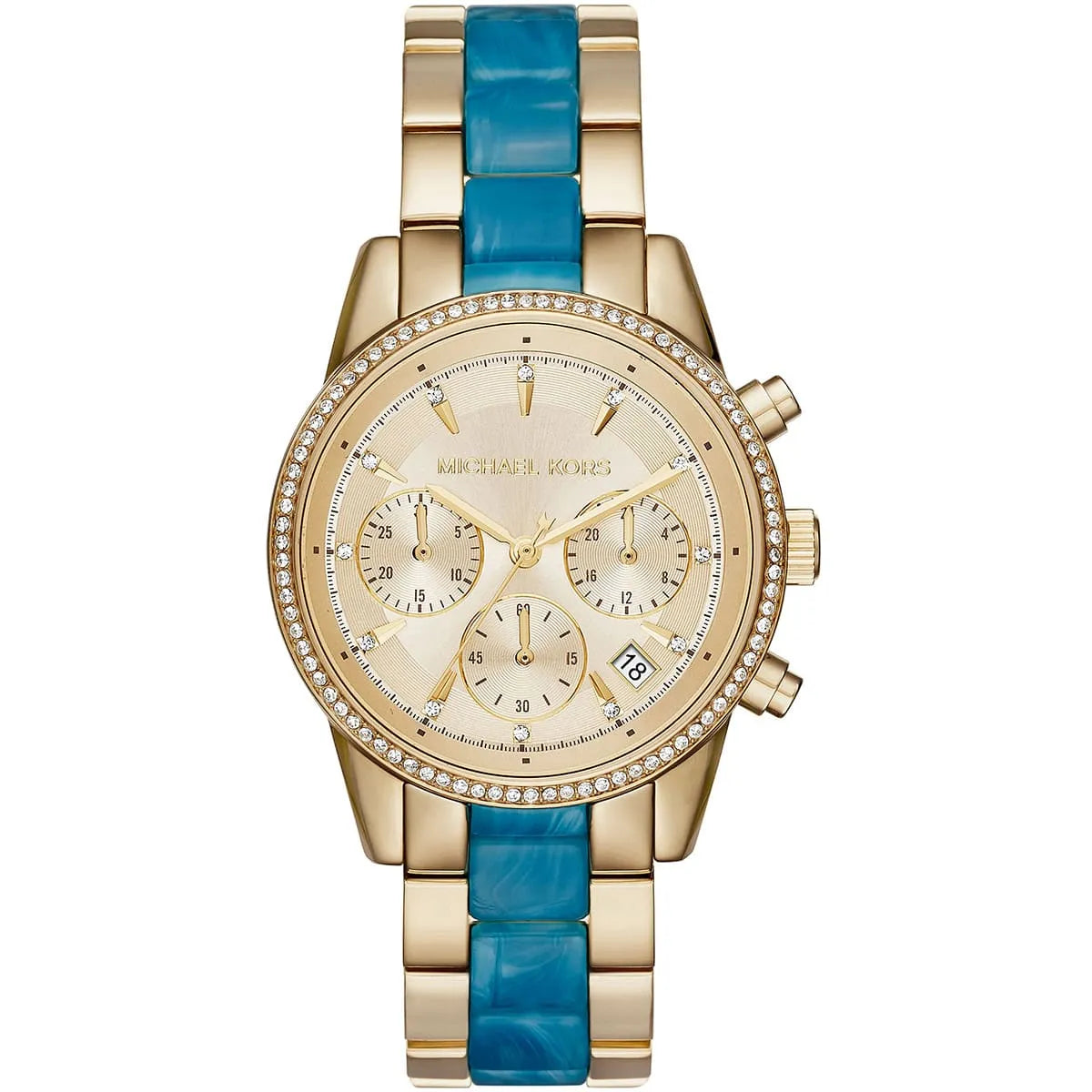 Michael Kors Ritz Chronograph Gold and Blue Women's Watch - MK6328