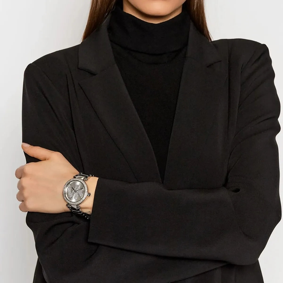 Michael Kors Parker Silver-Tone Glitz Logo Women's Watch - MK6658