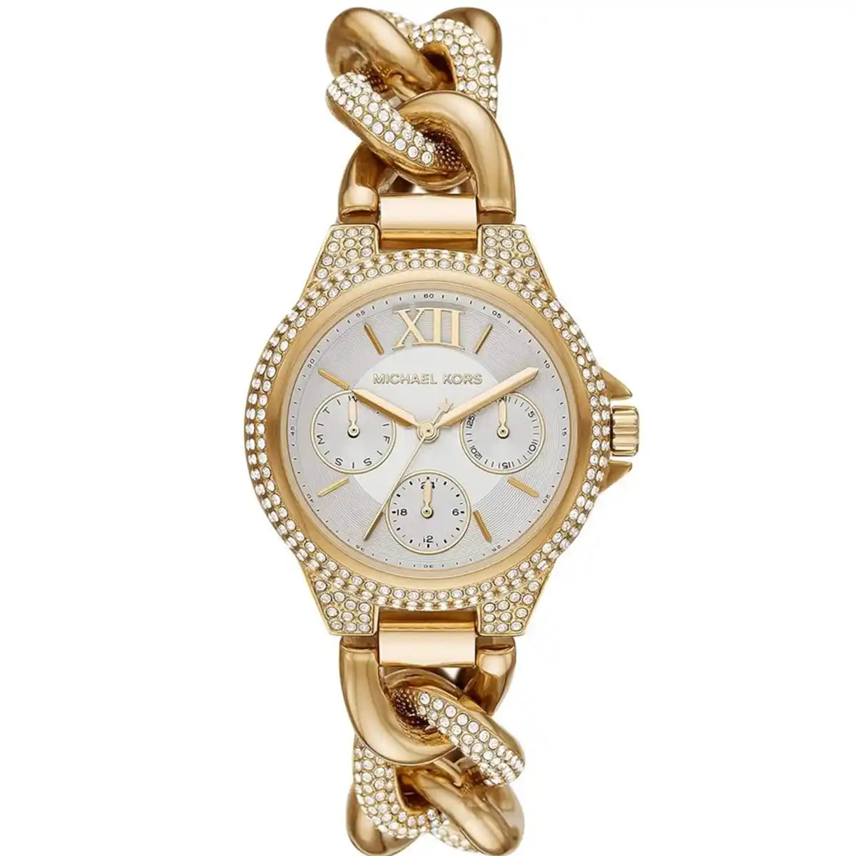 Michael Kors Mini Camille Pavé Gold Curb-Link Women's Watch - MK6842