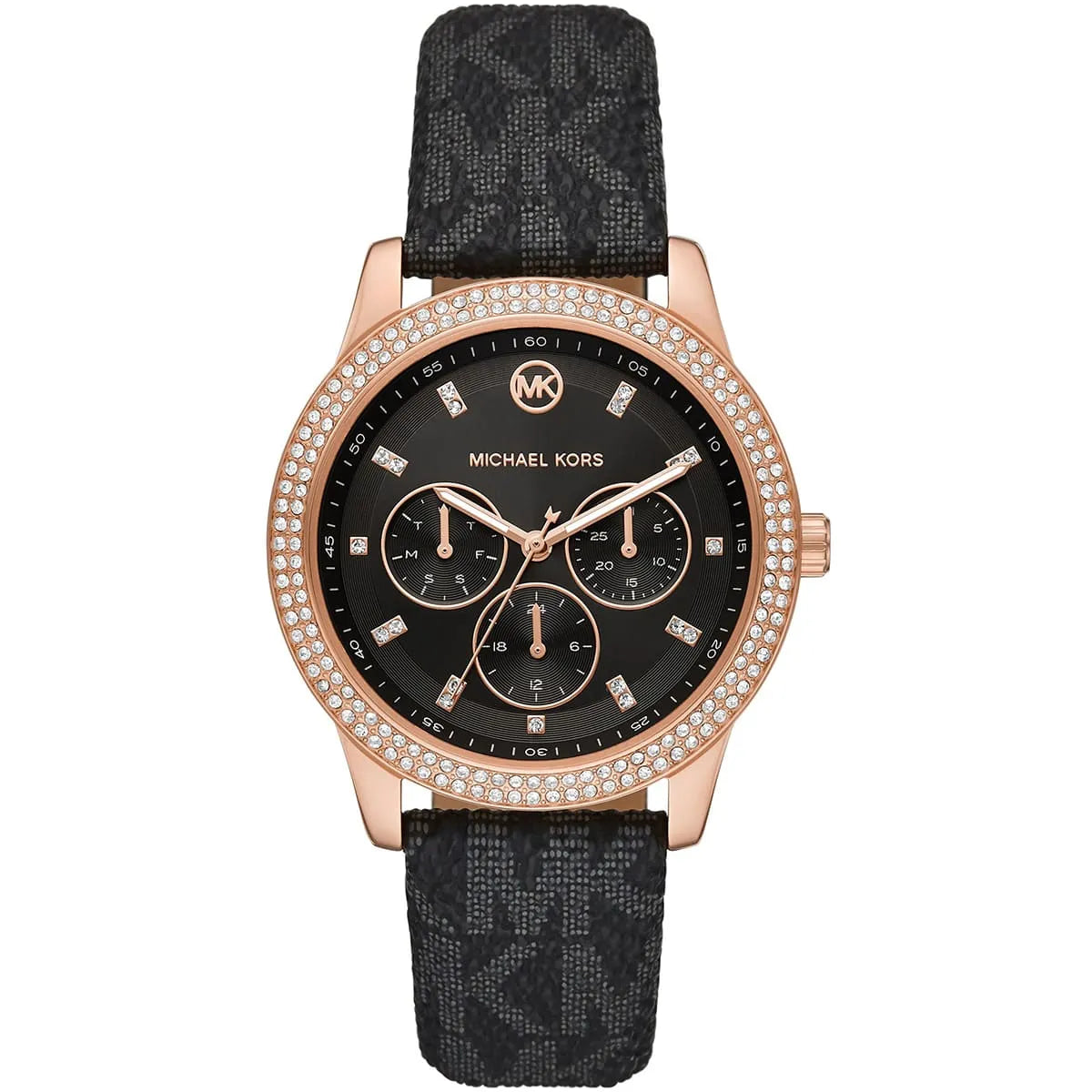 Michael Kors Tibby Multifunction Black Dial Black Genuine Leather Women's Watch - MK6968