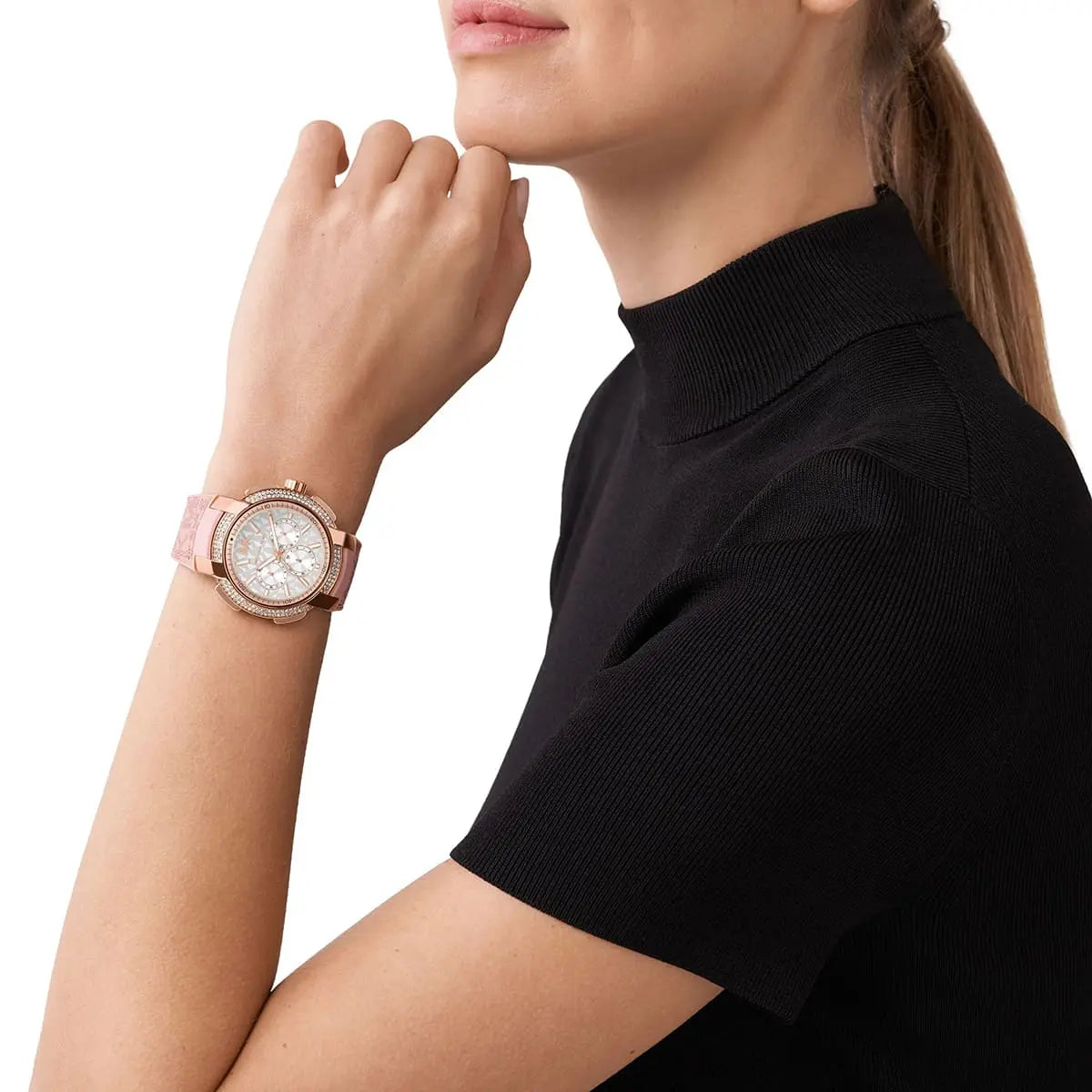 Michael Kors Oversized Sidney Pavé Rose Gold-Tone and Logo Women's Watch - MK7222