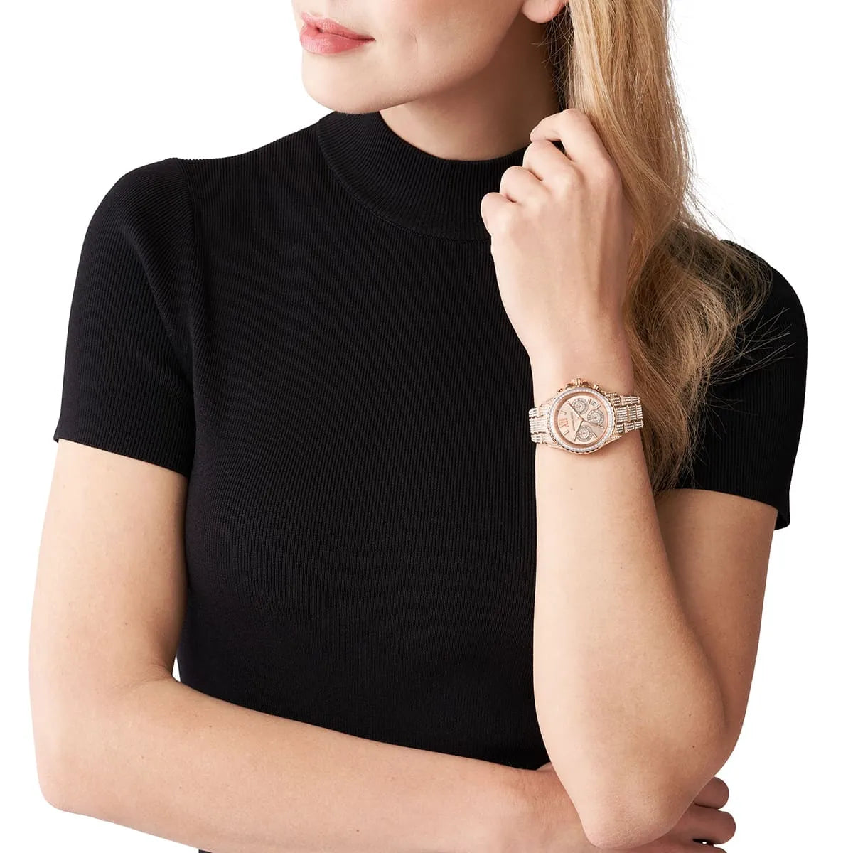 Michael Kors Everest Chronograph Rose Gold-Tone Crystal Women's Watch - MK7235