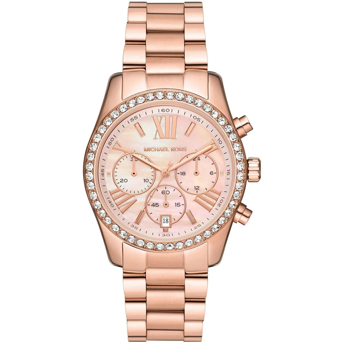 Michael Kors Lexington Chronograph Pink MOP Dial Rose-gold Women's Watch - MK7242