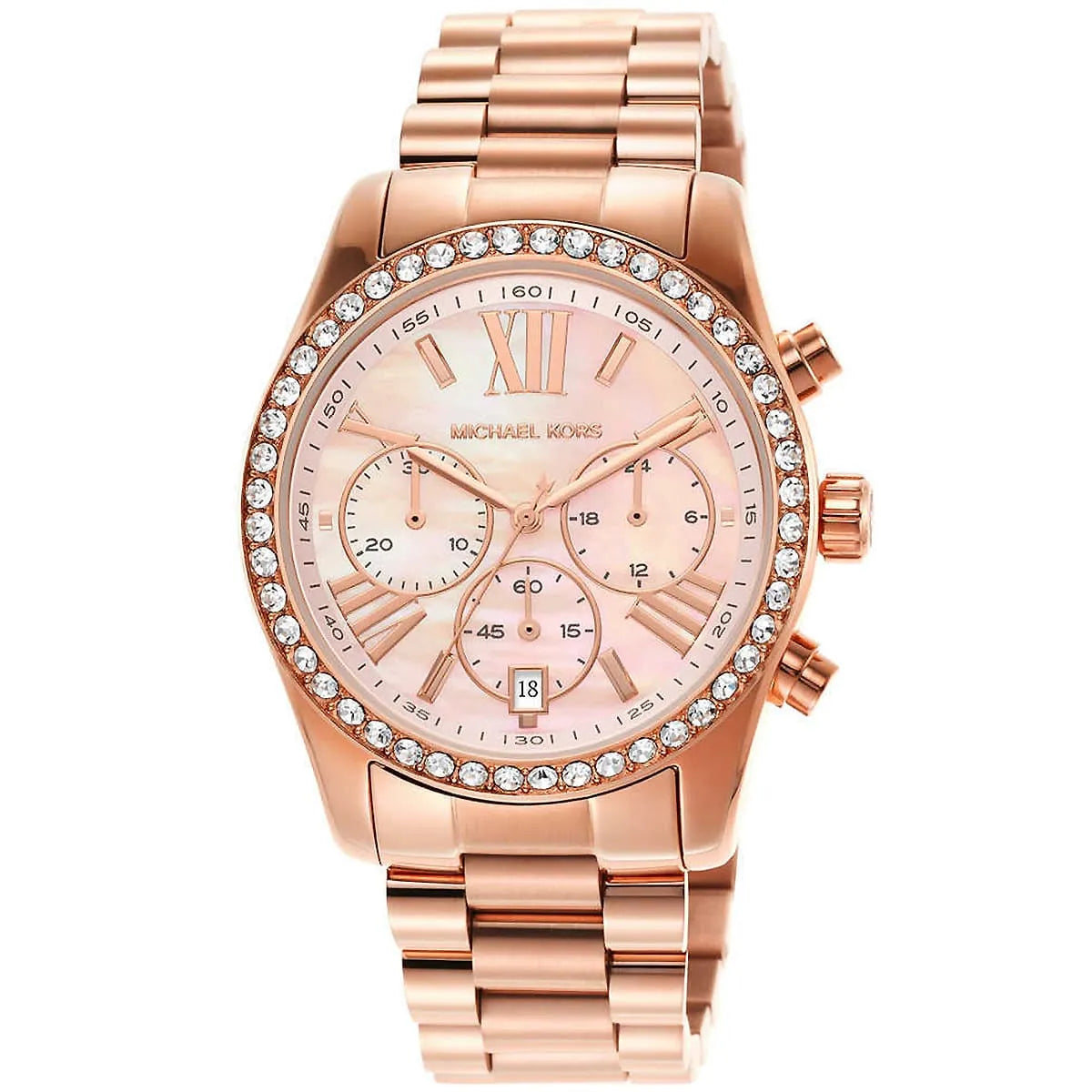 Michael Kors Lexington Chronograph Pink MOP Dial Rose-gold Women's Watch - MK7242