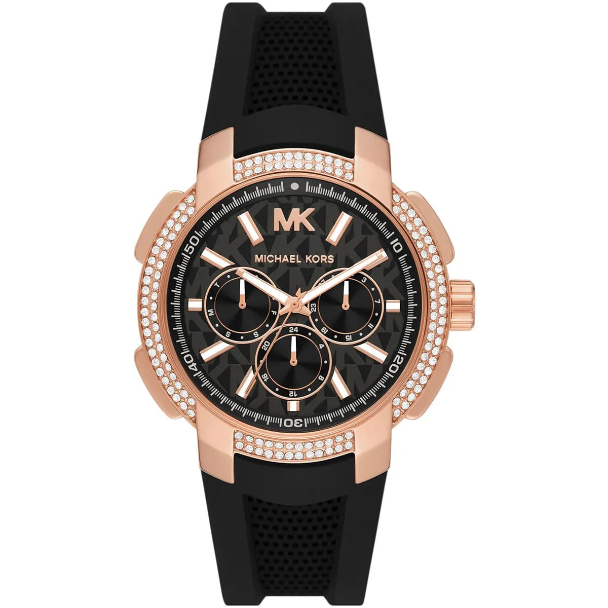 Michael Kors Sidney Rose Gold-Tone and Black Silicon Watch - MK7245