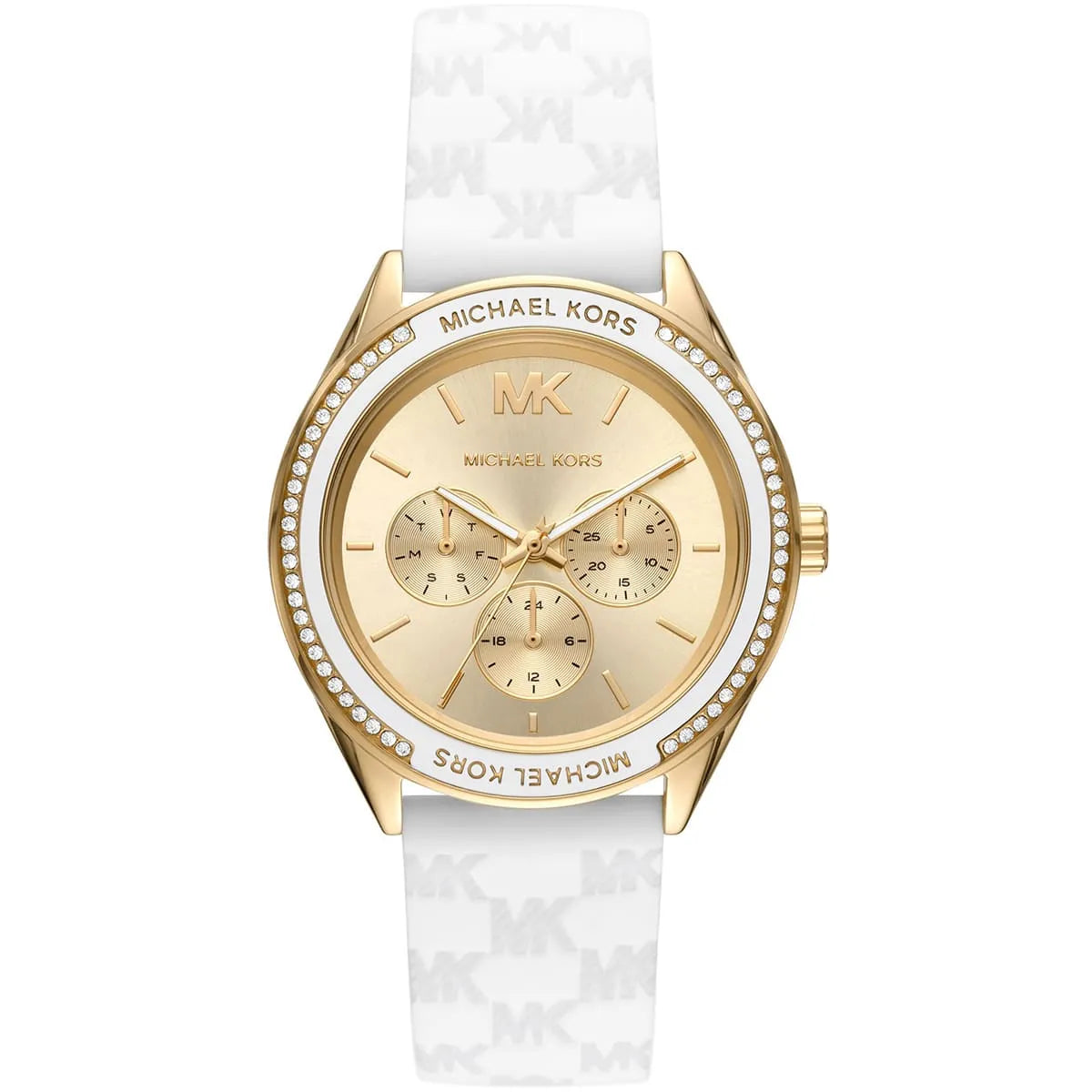 Michael Kors Oversized Jessa Gold-Tone and White Silicone Women's Watch - MK7267