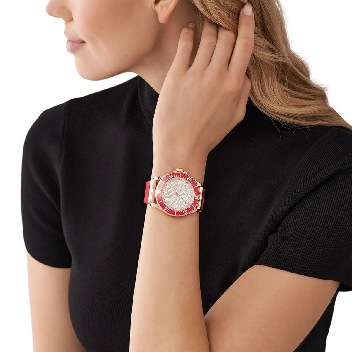 Michael Kors Everest Crystal-set Dial Pink Silicone Women's Watch - MK7359