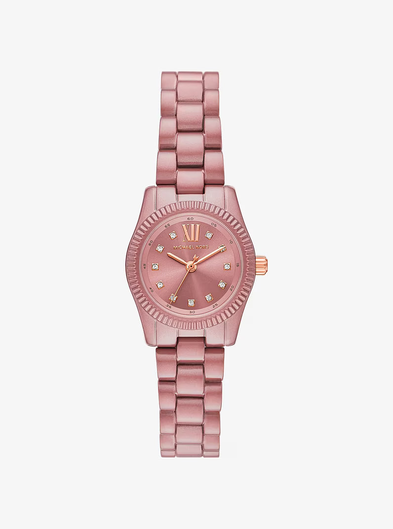 Michael Kors Petite Lexington pink-tone women's watch with diamond-accented dial and matching bracelet
