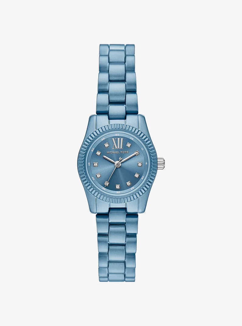Michael Kors Lexington blue stainless steel watch with blue dial and Roman numeral markers