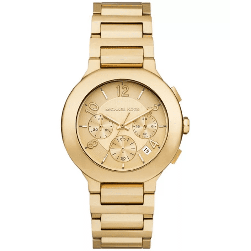 Michael Kors Gramercy Chronograph oversized gold dial watch with gold bracelet