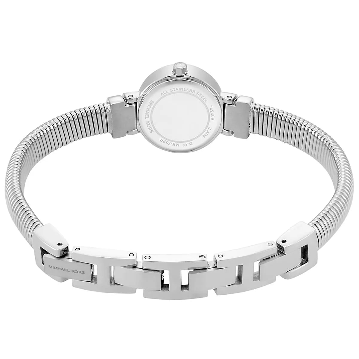 Michael Kors Gramercy watch caseback showing water resistance markings
