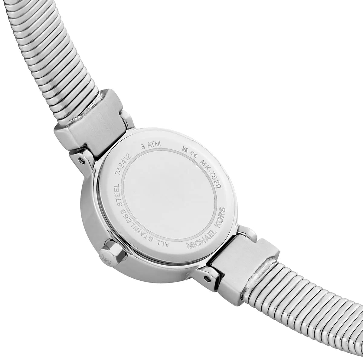 Michael Kors Gramercy watch close-up angle showing dial and bracelet detail