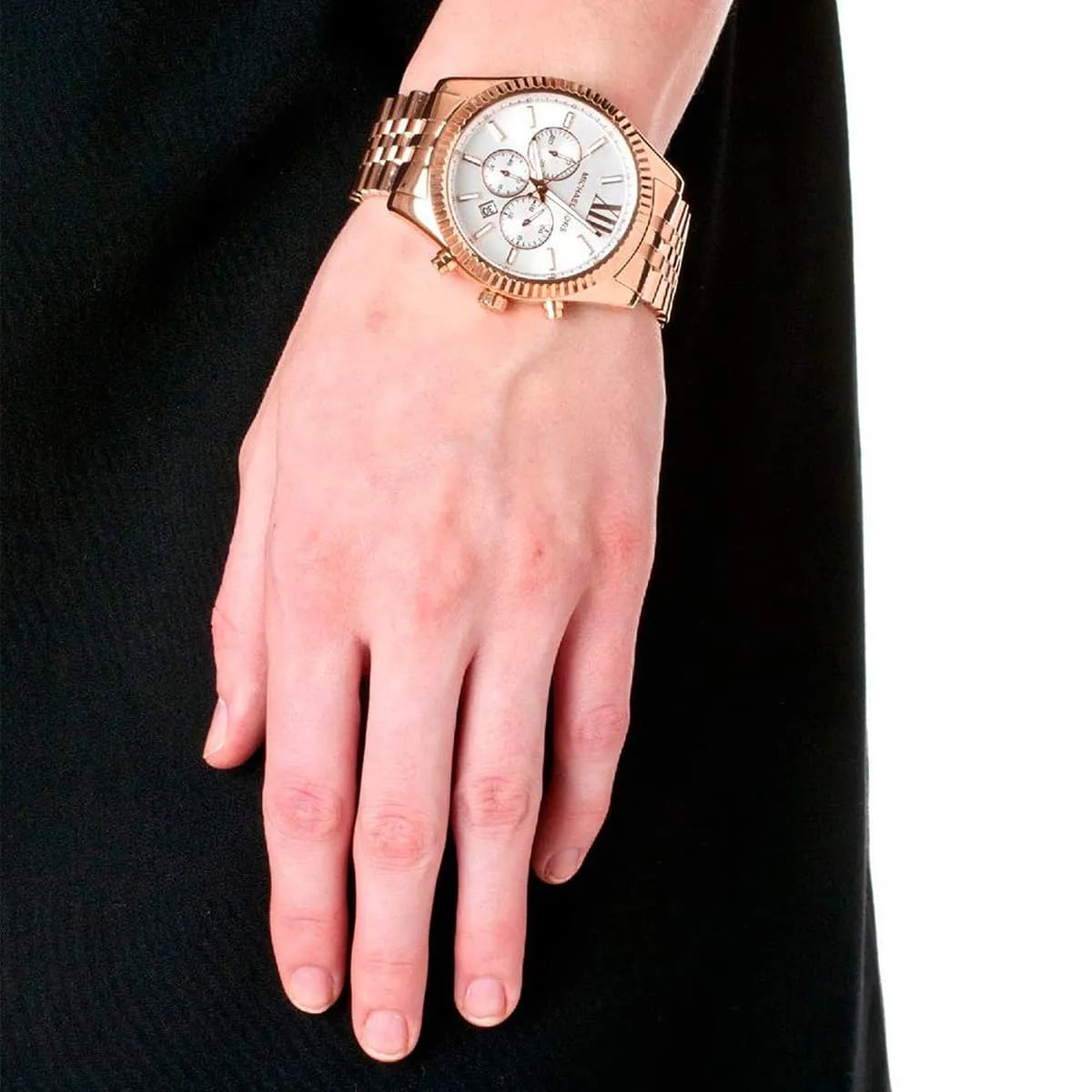 Michael Kors Lexington Chronograph White Dial Rose Gold Watch - MK8313