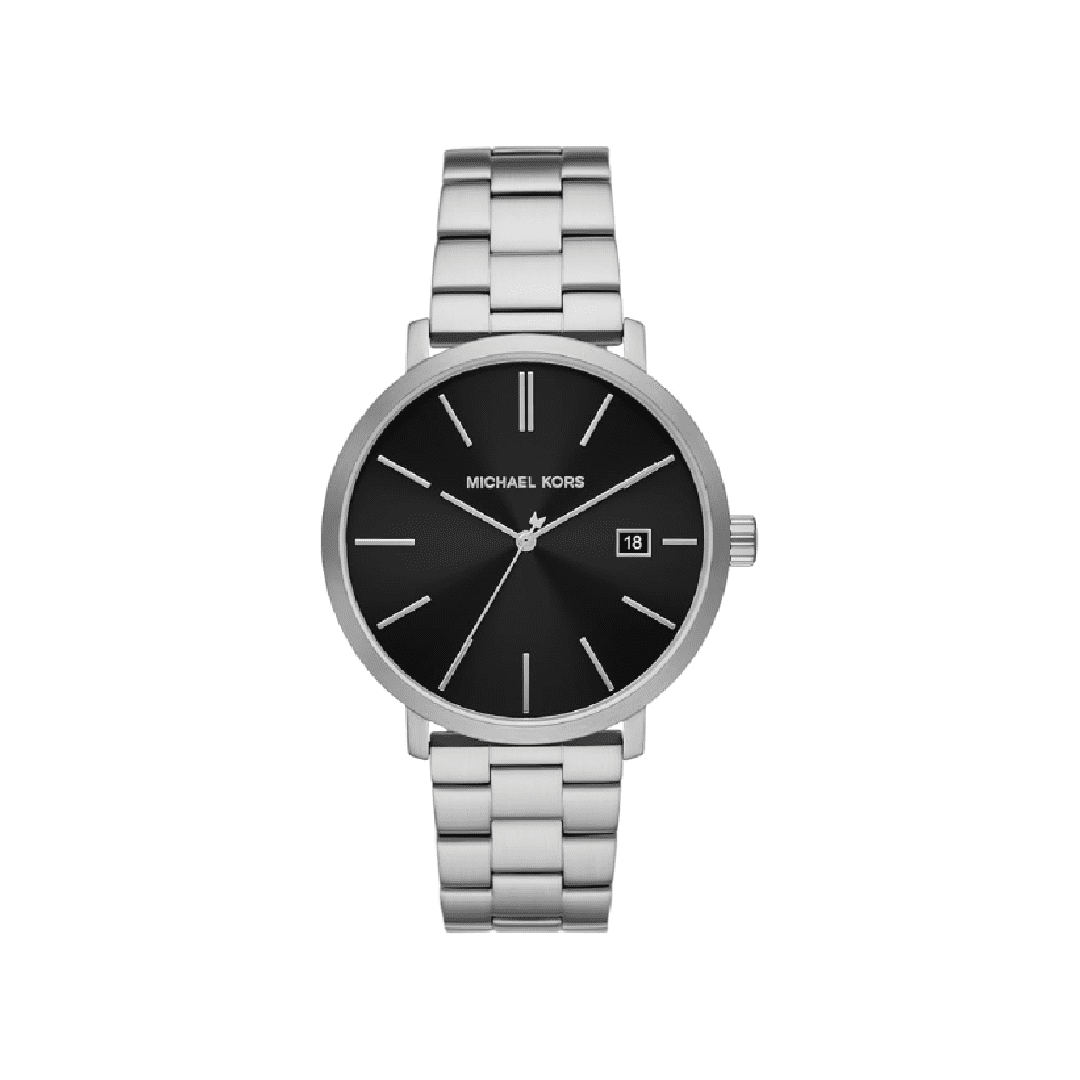 Michael Kors MK9133 men's watch with black dial and silver steel bracelet