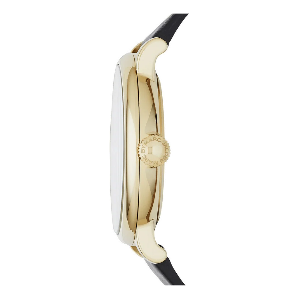 Marc By Marc Jacobs Baker Black Leather Gold Tone Watch MBM1399