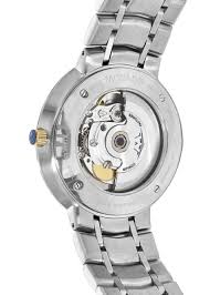 Movado 1881 automatic watch caseback showing visible movement and gold-tone rotor detail