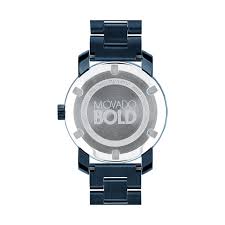 Movado Bold watch caseback showing stainless steel back with Movado BOLD branding